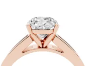 Cushion Cut Diamond Solitaire Ring Set in Rose gold with Channel-Set Band and Prong Setting