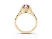 Cushion Cut Accented Halo Engagement Ring Setting for a Fancy Pink Lab-Grown Diamond | Yellow Gold