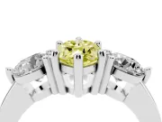 Fancy Yellow Marquise Cut Diamond Three-Stone Ring Set in Silver with Prong Setting and Classic Band