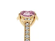 Princess Cut Floral Pavé Engagement Ring Setting for a Fancy Pink Lab-Grown Diamond | Yellow Gold