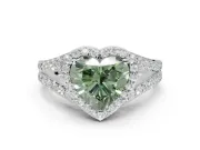 Heart-Shaped Halo Engagement Ring Setting for a Fancy Green Lab-Grown Diamond | Sterling Silver - Design NV-24520