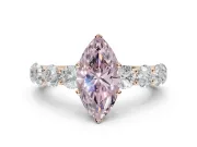 Marquise Side Stone Engagement Ring Setting for a Fancy Pink Lab-Grown Diamond | Scalloped Prong Accents | Rose Gold