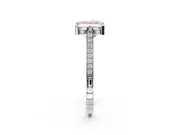 Princess Cut Vintage Cathedral Engagement Ring Setting for a Fancy Pink Lab-Grown Diamond | Carved Band | White Gold