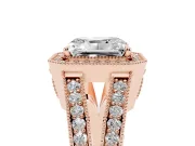 Radiant Cut Vintage Milgrain Halo Engagement Ring Setting | Pave Split Shank | Rose Gold