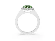 Fancy Green Heart Cut Diamond Halo Engagement Ring Set in Platinum with Solitaire Band and Prong Setting