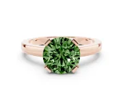 Fancy Green Round Cut Diamond Solitaire Ring Set in Rose gold with Prong Head and Smooth Polished Band