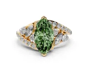 Marquise Bypass Pavé Engagement Ring Setting for a Fancy Green Lab-Grown Diamond | Yellow Gold
