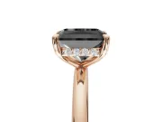 Radiant Cut Hidden Halo Engagement Ring Setting for a Black Center | Thin Plain Band | Rose Gold