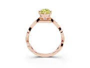 Fancy Yellow Marquise Cut Diamond Twist Band Solitaire Ring Set in Rose gold with Leaf Prong Setting and Accent Stones