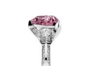 Heart-Shaped Hidden Halo Three Stone Engagement Ring Setting for a Fancy Pink Lab-Grown Diamond | Platinum