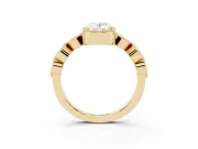 Oval Vintage Milgrain Engagement Ring Setting | Marquise and Square Stations | Yellow Gold