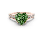 Heart-Shaped Graduated Pavé Engagement Ring Setting for a Fancy Green Lab-Grown Diamond | Rose Gold