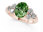 Oval Side Stone Engagement Ring Setting for a Fancy Green Lab-Grown Diamond | Rose Gold