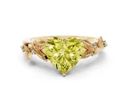 Heart-Shaped Leaf Engagement Ring Setting for a Fancy Yellow Lab-Grown Diamond | Yellow Gold