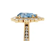 Pear-Shaped Scalloped Halo Engagement Ring Setting for a Fancy Blue Lab-Grown Diamond | Milgrain Edges | Yellow Gold