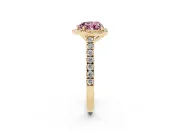 Heart-Shaped Halo Pavé Engagement Ring Setting for a Fancy Pink Lab-Grown Diamond | Yellow Gold