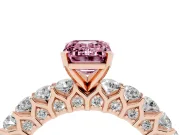 Emerald Cut Shared Prong Engagement Ring Setting for a Fancy Pink Lab-Grown Diamond | Rose Gold