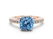 Cushion Cut Engagement Ring Setting for a Fancy Blue Lab-Grown Diamond | Rose Gold - Design NV-24649