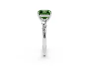 Asscher Cut Graduated Engagement Ring Setting for a Fancy Green Lab-Grown Diamond | Sterling Silver