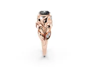 Cushion Cut Leaf Bypass Engagement Ring Setting for a Black Center | Pavé Leaf Accents | Rose Gold