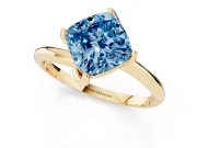 Cushion Cut Bypass Solitaire Engagement Ring Setting for a Fancy Blue Lab-Grown Diamond | Plain Band | Yellow Gold