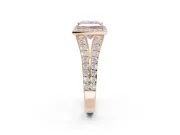 Princess Cut Halo Pavé Engagement Ring Setting for a Fancy Pink Lab-Grown Diamond | Narrow Split Shank | Rose Gold