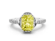 Radiant Cut Floral Pavé Engagement Ring Setting for a Fancy Yellow Lab-Grown Diamond | Platinum