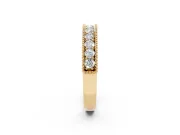 Round Diamond Pavé Chevron Band Set in Yellow gold with Milgrain Edges