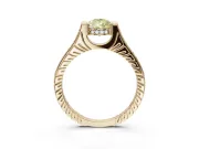 Pear-Shaped Vintage Cathedral Engagement Ring Setting for a Fancy Yellow Lab-Grown Diamond | Carved Band | Yellow Gold