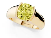 Round Half Bezel Solitaire Engagement Ring Setting for a Fancy Yellow Lab-Grown Diamond | Wide Band | Yellow Gold