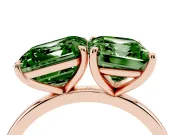 Fancy Green Asscher Cut and Emerald Cut Toi Moi Ring Set in Rose gold with Prong Setting