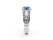 Round Halo Engagement Ring Setting for a Fancy Blue Lab-Grown Diamond | Split Shank | Platinum