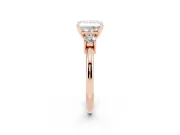 Three-Stone Princess Cut Diamond Ring Set in Rose gold with Prong Setting and Plain Band