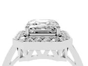 Asscher Cut Halo Engagement Ring Setting | Polished Halo Rim | Sterling Silver