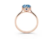 Fancy Blue Round Cut Diamond Solitaire Cathedral Ring Set in Rose gold with Prong Setting