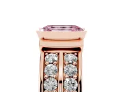 Emerald Cut Half Bezel Engagement Ring Setting for a Fancy Pink Lab-Grown Diamond | Double Row Channel Band | Rose Gold