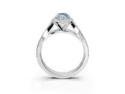 Marquise Halo Pavé Engagement Ring Setting for a Fancy Blue Lab-Grown Diamond | Narrow Split Shank | Platinum