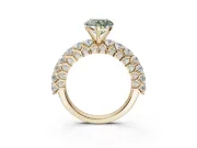 Heart-Shaped Shared Prong Engagement Ring Setting for a Fancy Green Lab-Grown Diamond | Yellow Gold
