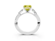 Fancy Yellow Asscher Cut Diamond Floral Vine Solitaire Engagement Ring Set in White gold with Marquise Leaves