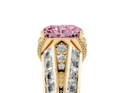 Radiant Cut Vintage Milgrain Engagement Ring Setting for a Fancy Pink Lab-Grown Diamond | Hidden Halo | Yellow Gold