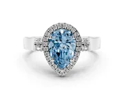 Pear-Shaped Halo Engagement Ring Setting for a Fancy Blue Lab-Grown Diamond | Pavé Panel Shoulders | Platinum