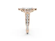 Marquise Halo Engagement Ring Setting for a Fancy Blue Lab-Grown Diamond | Side Clusters | Rose Gold