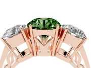 Round Engagement Ring Setting for a Fancy Green Lab-Grown Diamond | Three Stone | Rose Gold