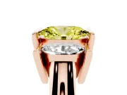 Oval Channel-Set Three Stone Engagement Ring Setting for a Fancy Yellow Lab-Grown Diamond | Wide Flat Band | Rose Gold