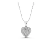 Round Lab-Grown Diamond Pavé Heart Pendant Necklace | Fully Set Face | Sterling Silver