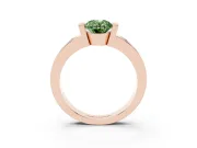 Fancy Green Oval Cut Diamond Channel-Set Band Ring Set in Rose gold with Bezel Prong Setting