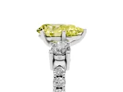 Fancy Yellow Three-Stone Pear Cut Diamond Pavé Band Ring Set in Silver with Prong Setting