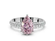 Pear-Shaped Domed Pavé Engagement Ring Setting for a Fancy Pink Lab-Grown Diamond | Platinum