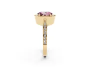 Oval Milgrain Halo Engagement Ring Setting for a Fancy Pink Lab-Grown Diamond | Side Stones | Yellow Gold