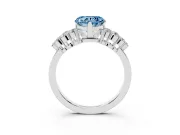 Fancy Blue Heart Cut Diamond Cluster Engagement Ring Set in White gold with Pavé Band and Prong Setting